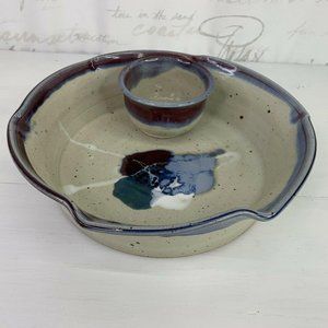 Signed Gandee Hand Thrown Pottery Serving Dish